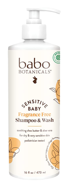 babo botanicals sensitive baby fragrance free shampoo and wash