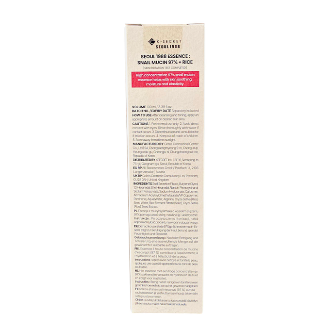 K-Secret SEOUL 1988 Essence : Snail Mucin 97% + Rice