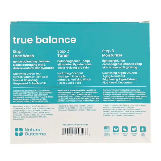 Natural Outcome Combo Skin Daily Regimen True Balance Set Green Tea & Pineapple Pore-Refining
