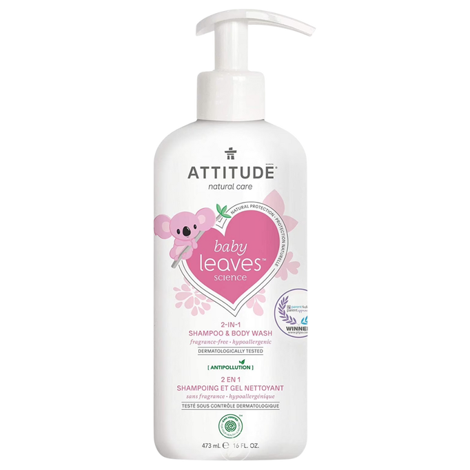 Attitude Baby Leaves 2-in-1 Shampoo & Body Wash Unscented Tear-Free Sensitive Skin