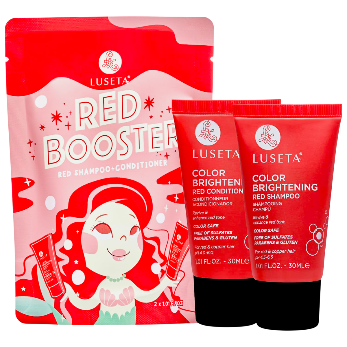Luseta Color Brightening Red Shampoo & Conditioner Travel Set-image1 Luseta Color Brightening Red Shampoo & Conditioner Travel Set-image1