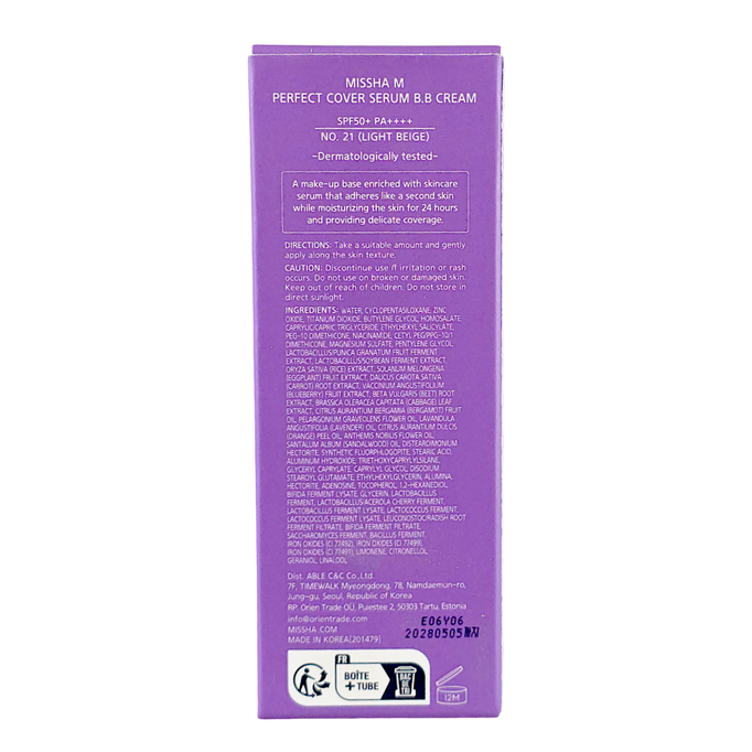 Missha Perfect Cover Serum B.B Cream SPF50 PA+ Missha Perfect Cover Serum B.B Cream SPF50 PA+