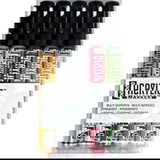 Pebeo Acrylic Marker Set of 5 Gold/Silver/Black/Red/Green Pebeo Acrylic Marker Set of 5 Gold/Silver/Black/Red/Green