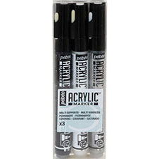 Pebeo Acrylic Marker Set of 3 Black/White/Silver Pebeo Acrylic Marker Set of 3 Black/White/Silver