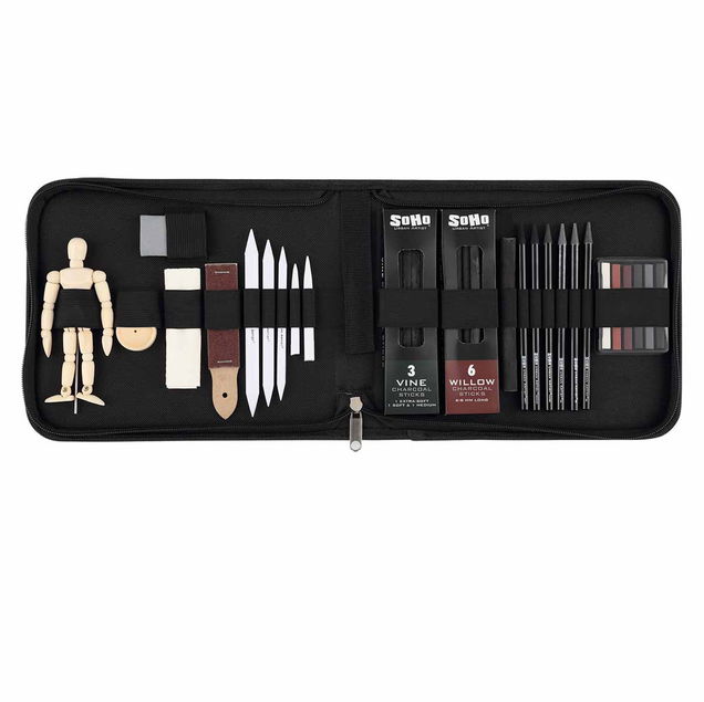 SoHo Charcoal Drawing Set + Mannequin in Zipper Case SoHo Charcoal Drawing Set + Mannequin in Zipper Case
