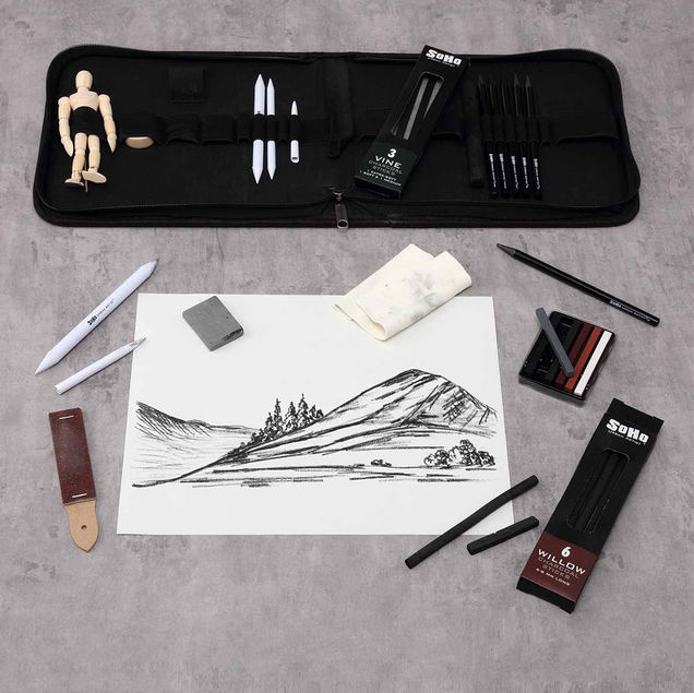 SoHo Charcoal Drawing Set + Mannequin in Zipper Case SoHo Charcoal Drawing Set + Mannequin in Zipper Case