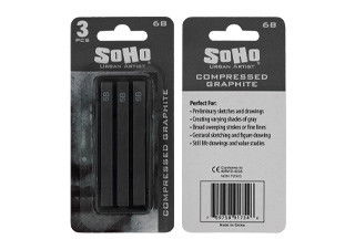 SoHo Compressed Graphite Stick 6B Pack of 3