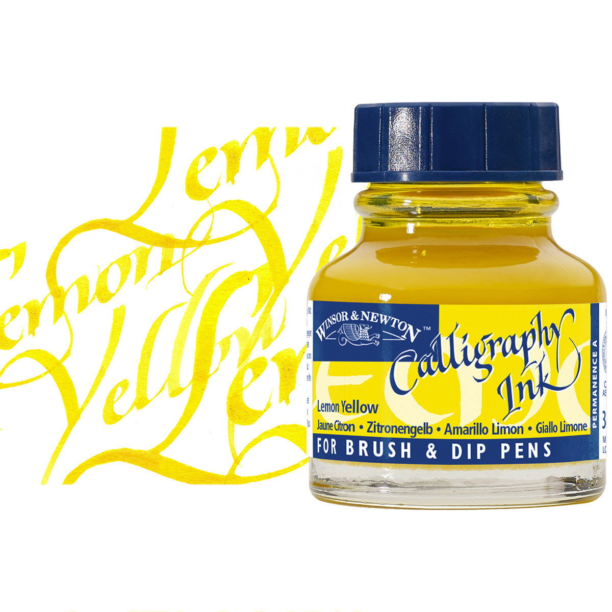 Winsor & Newton Calligraphy Ink Lemon Yellow 30ml Bottle - (200039815)