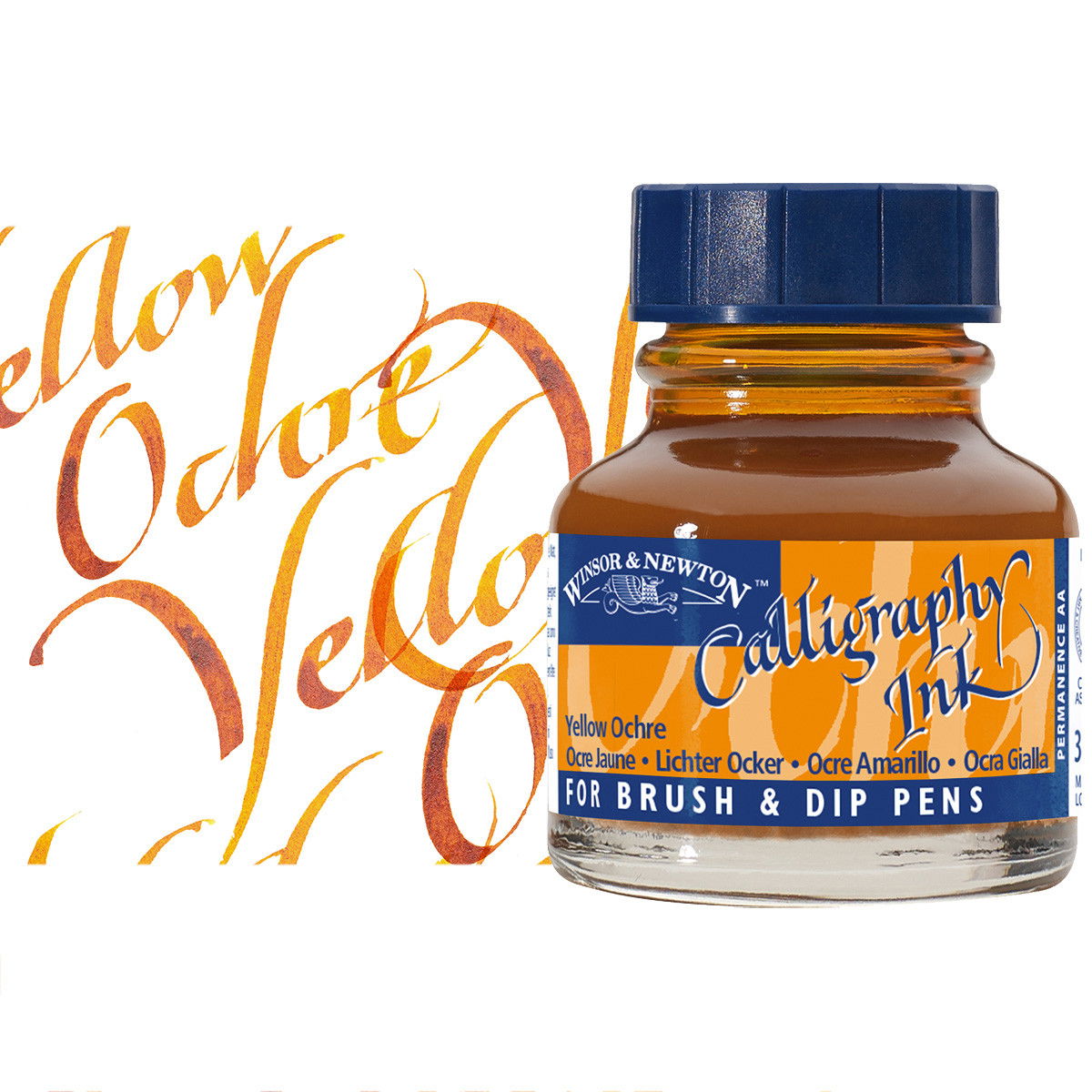 Winsor & Newton Calligraphy Ink Yellow Ochre 30ml Bottle - (200039823)