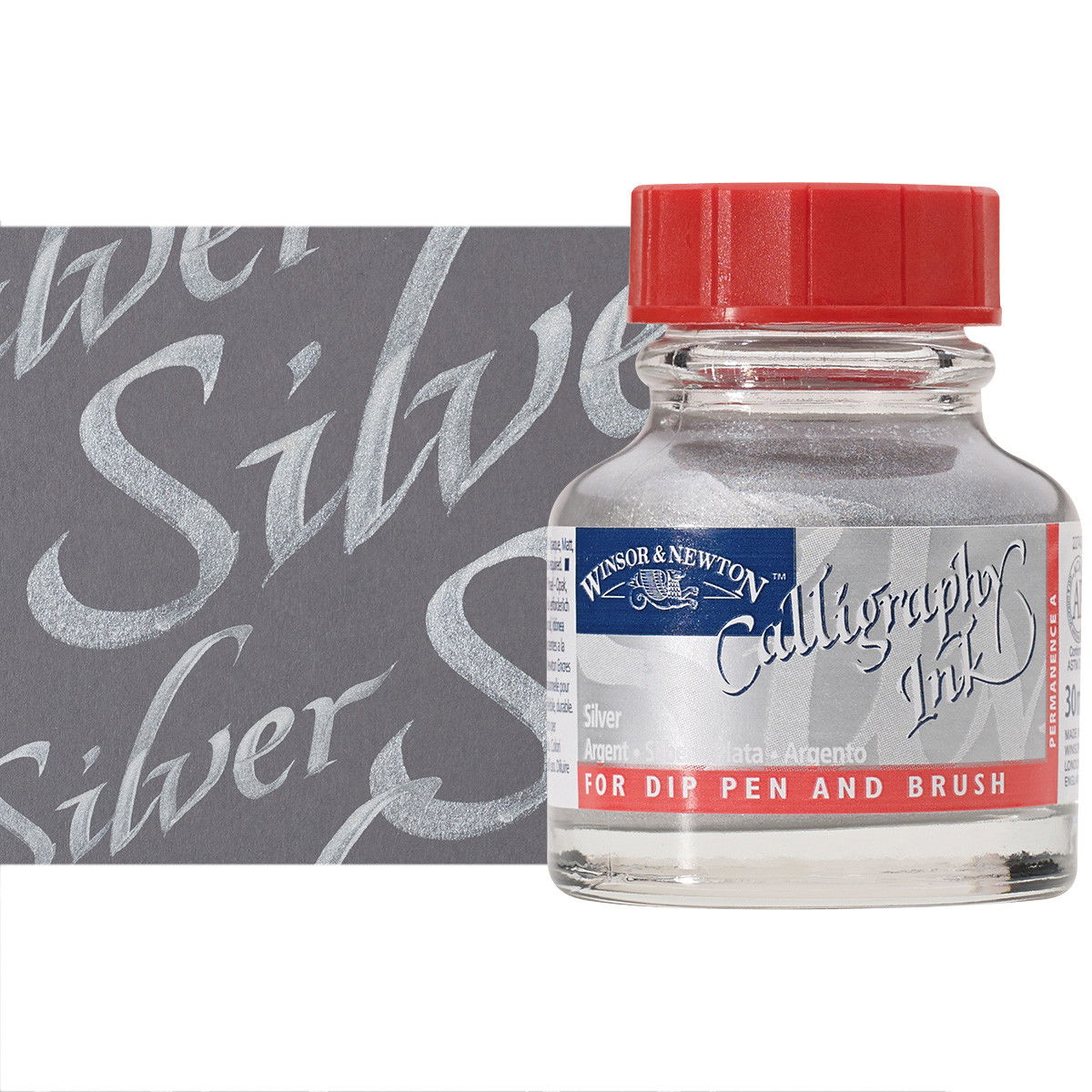 Winsor & Newton Calligraphy Ink Silver 30ml Bottle - (200039825)
