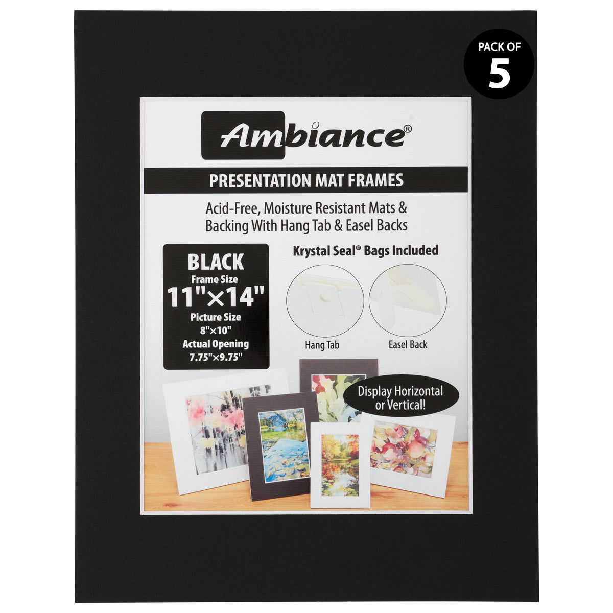 Ambiance 5 Pack Black Presentaion Mat-Frame 11x14 for a 8x10 Picture - (90570)
