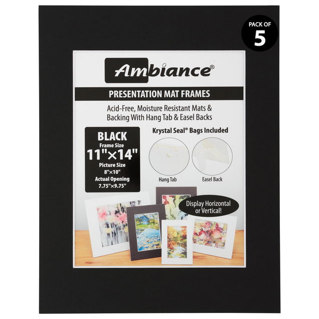 Ambiance 5 Pack Black Presentaion Mat-Frame 11"x14" for a 8"x10" Picture - (90570) Ambiance 5 Pack Black Presentaion Mat-Frame 11"x14" for a 8"x10" Picture - (90570)