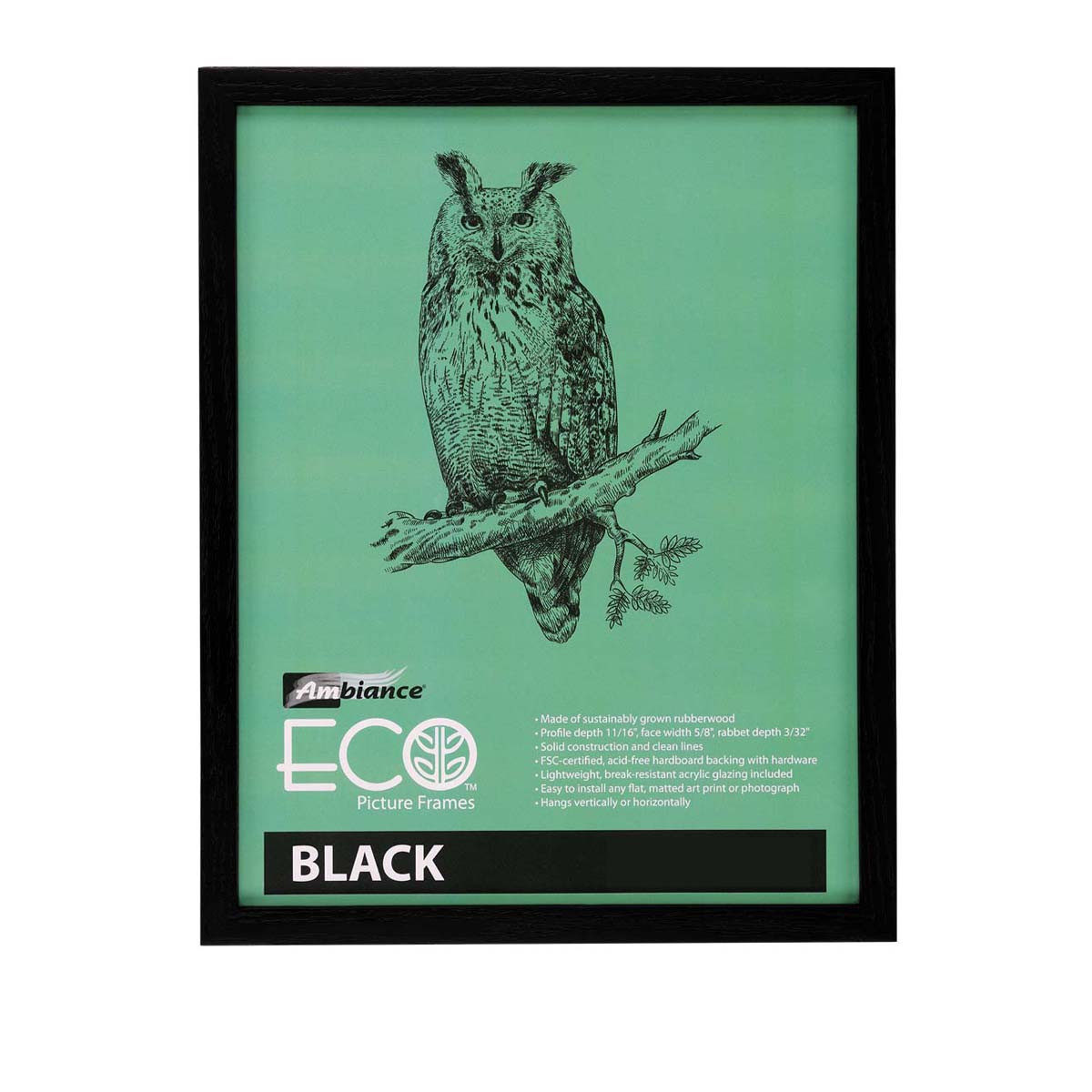 Ambiance Eco Rubber Wood Frame Black 5"x7" - (91607)