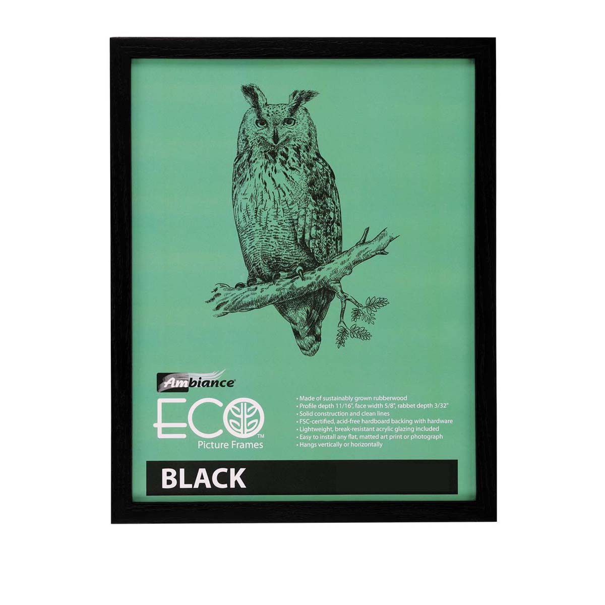 Ambiance Eco Rubber Wood Frame Black 16X20 - (91617)