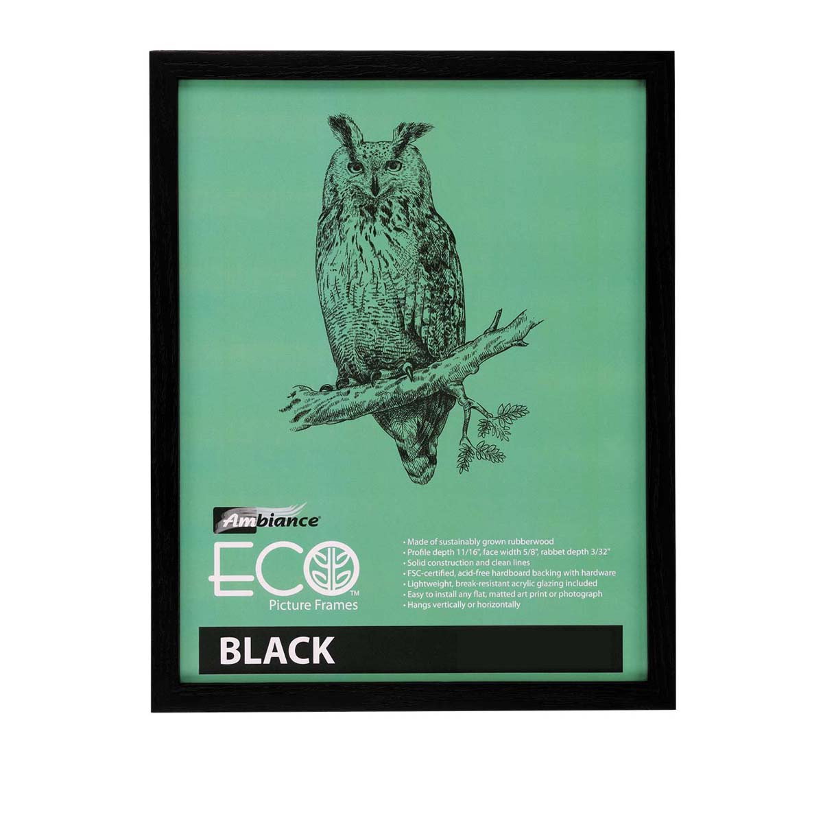 Ambiance Eco Rubber Wood Frame Black 3"x5" - (91604)