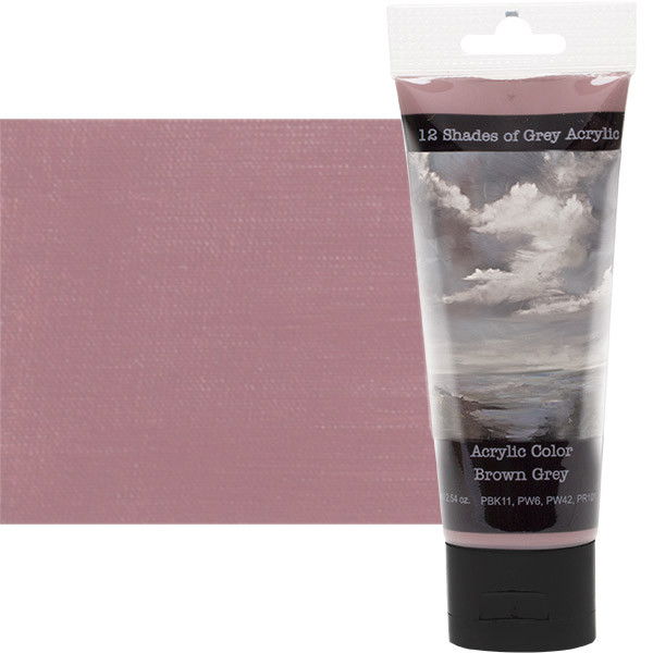 12 Shades of Grey Acrylic Paint Brown Grey 75ml Tube - (88301)