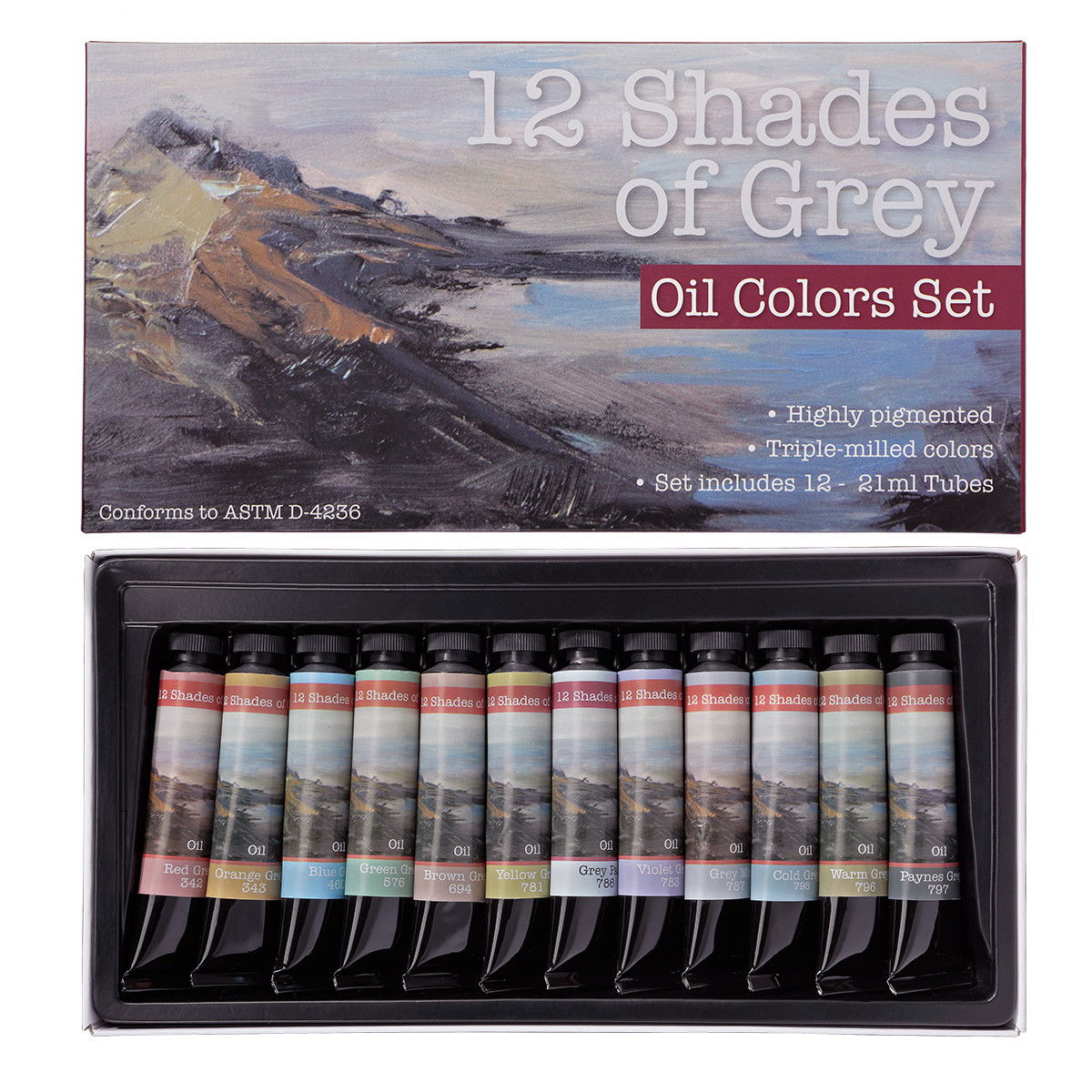 12 Shades of Grey Oil Color Set of (12) 12mL Tubes