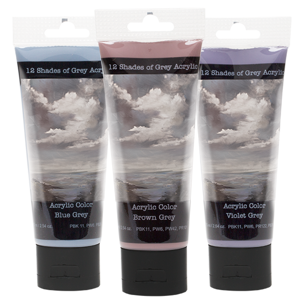 12 Shades of Grey Acrylic Paint