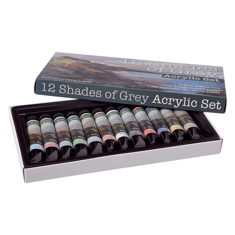 12 Shades of Grey Acrylic Set of (12) 21mL Tubes