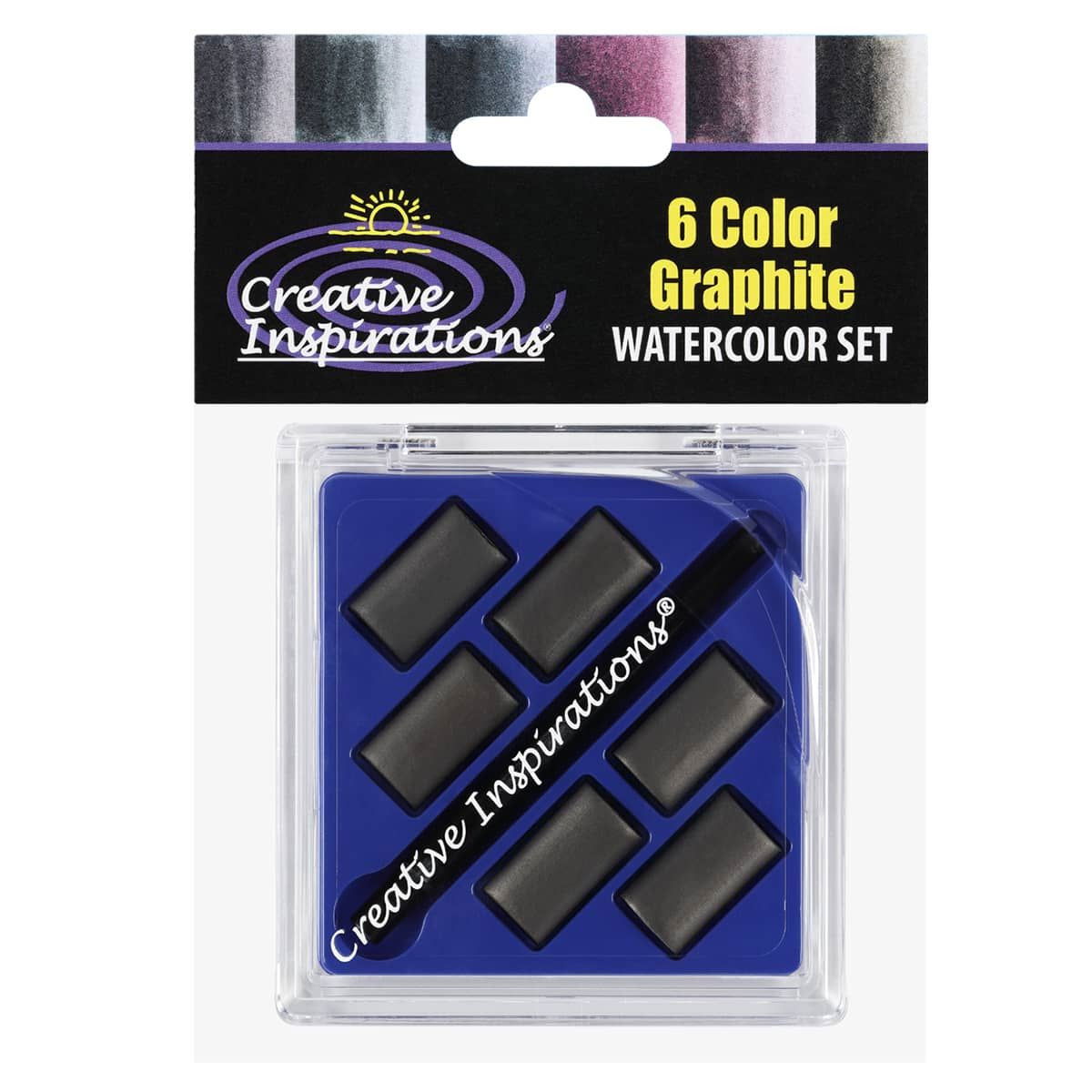 Creative Inspirations Water Soluble Graphite 6 Pan Set with Mini Brush