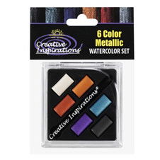 Creative Inspirations Watercolor Metallic 6 Pan Set with Mini Brush Creative Inspirations Watercolor Metallic 6 Pan Set with Mini Brush