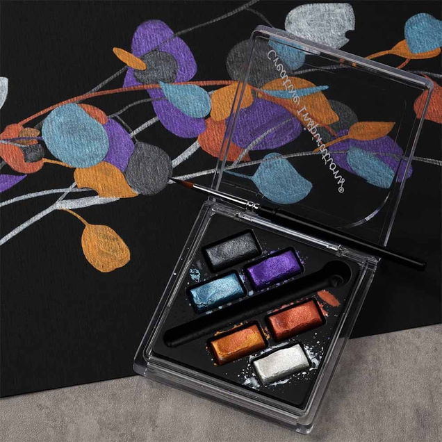 Creative Inspirations Watercolor Metallic 6 Pan Set with Mini Brush Creative Inspirations Watercolor Metallic 6 Pan Set with Mini Brush