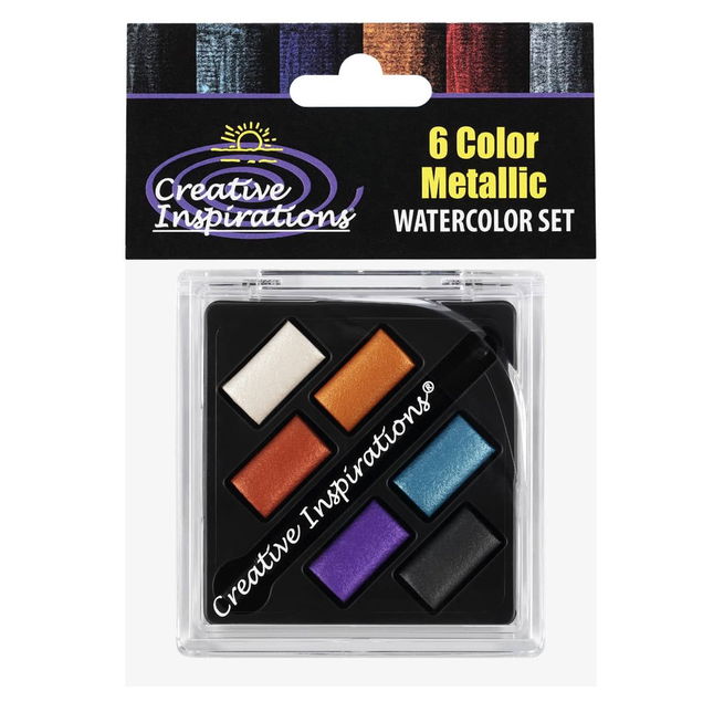 Creative Inspirations Watercolor Metallic 6 Pan Set with Mini Brush Creative Inspirations Watercolor Metallic 6 Pan Set with Mini Brush