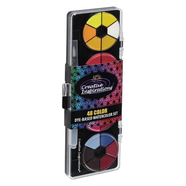 Creative Inspirations Dye-Based Transparent Watercolor 48 Pan Set with Waterbrush - (92069) Creative Inspirations Dye-Based Transparent Watercolor 48 Pan Set with Waterbrush - (92069)