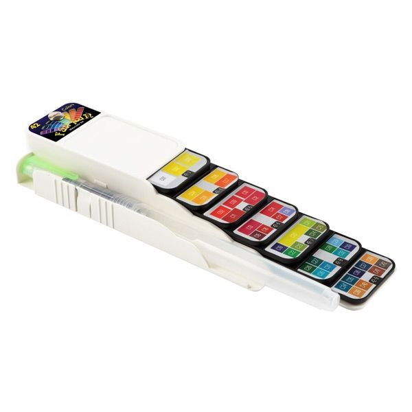 Creative Mark Fan-Pan Watercolor Set of 42 Thin Pans with Water Brush