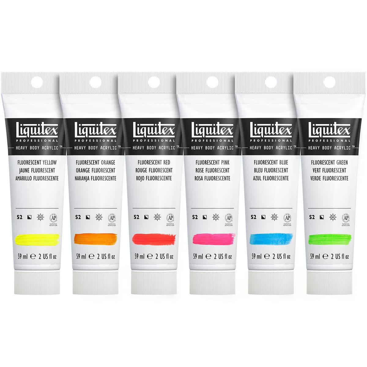 Liquitex Heavy Body Acrylic Fluorescent Colors 59 ml Tube Set of 6