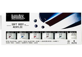 Liquitex Soft Body Acrylic Paint 59ml Muted Collection + White Set of 6