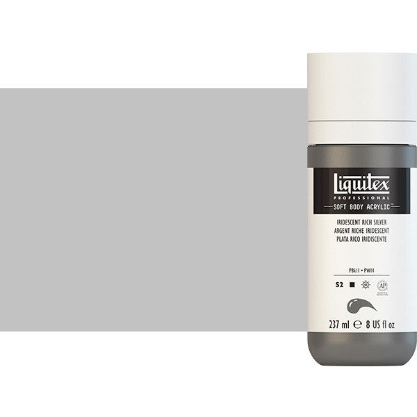 Liquitex Soft Body Acrylic Paint 8oz Iridescent Rich Silver - (200029830)