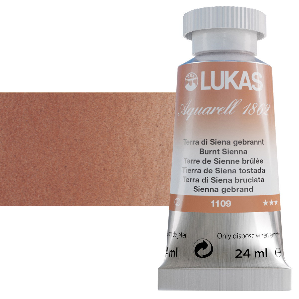 Lukas 1862 Watercolor Burnt Sienna 24ml Tube - (59106)