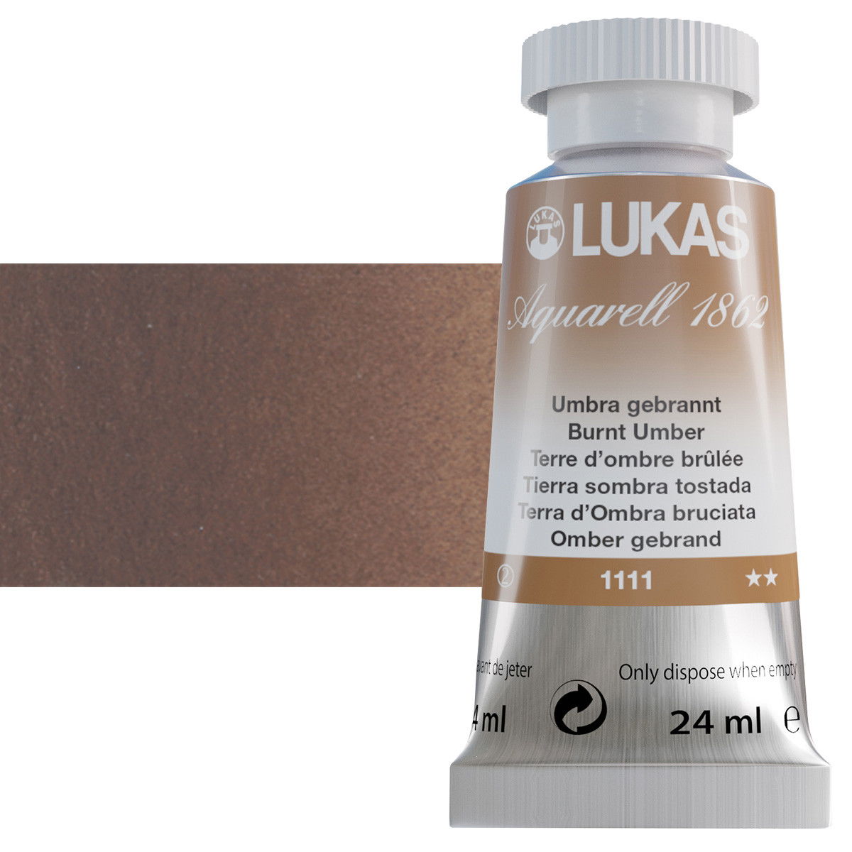 Lukas 1862 Watercolor Burnt Umber 24ml Tube - (69501)