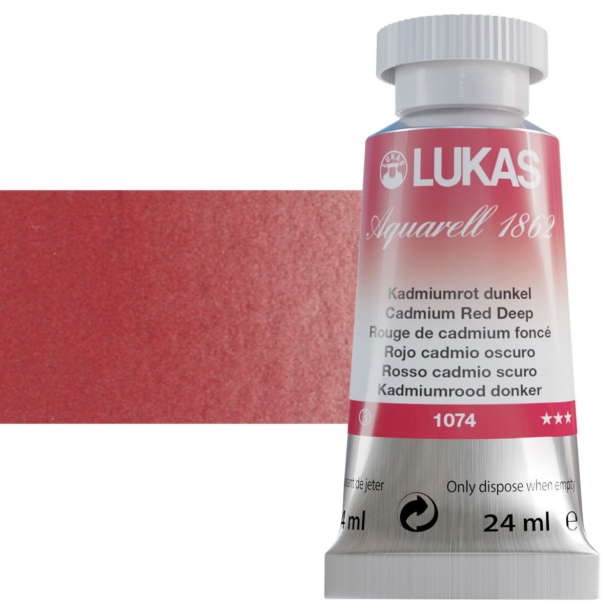 Lukas 1862 Watercolor Cadmium Red Deep 24ml Tube - (59096)