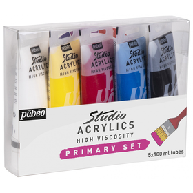Pebeo Studio High Viscocity Acrylic Primary Set of (5) 100ml Tubes