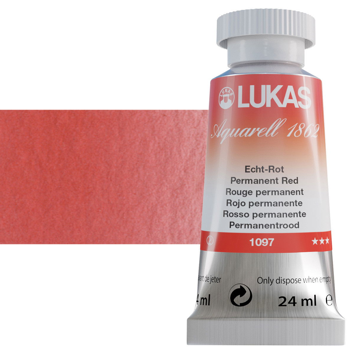 Lukas 1862 Watercolor Permanent Red 24ml Tube - (69529)