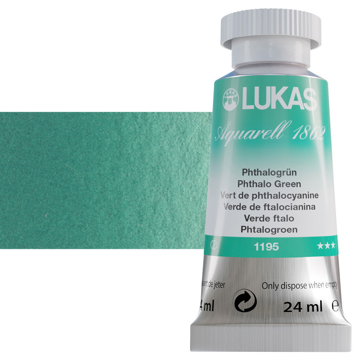 Lukas 1862 Watercolor Phthalo Green 24ml Tube - (69533)