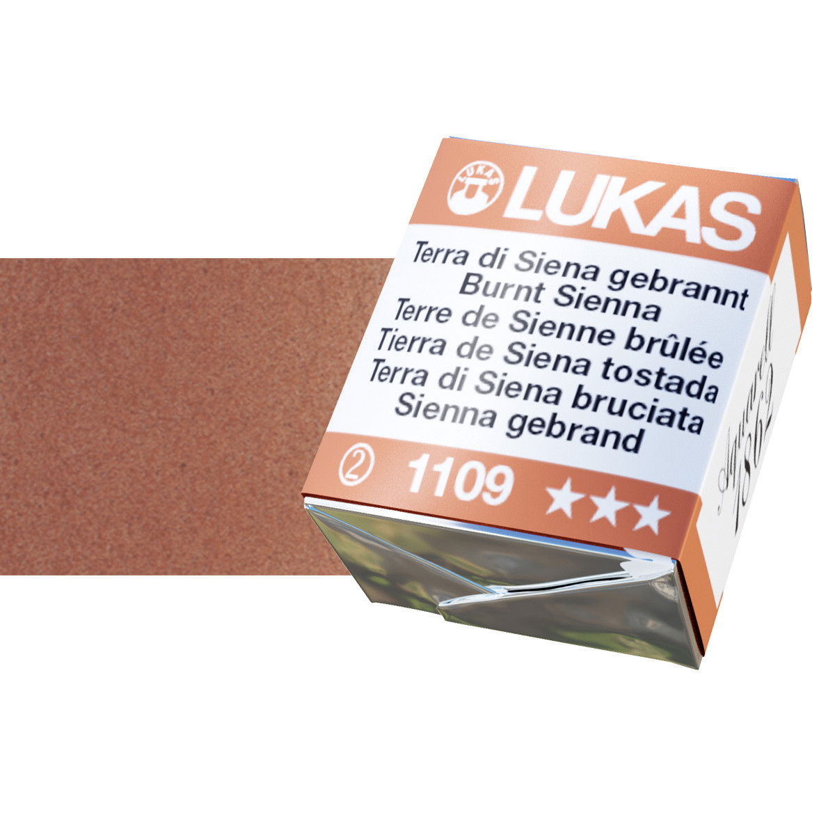 Lukas 1862 Watercolor Burnt Sienna Half Pan - (58966)