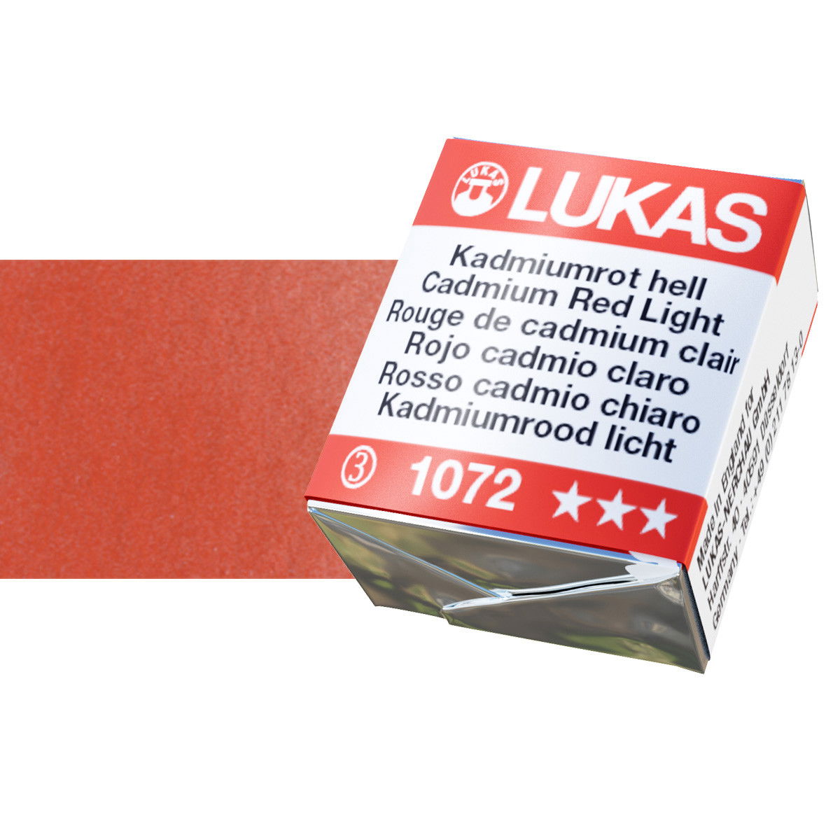 Lukas 1862 Watercolor Cadmium Red Light Half Pan - (58955)