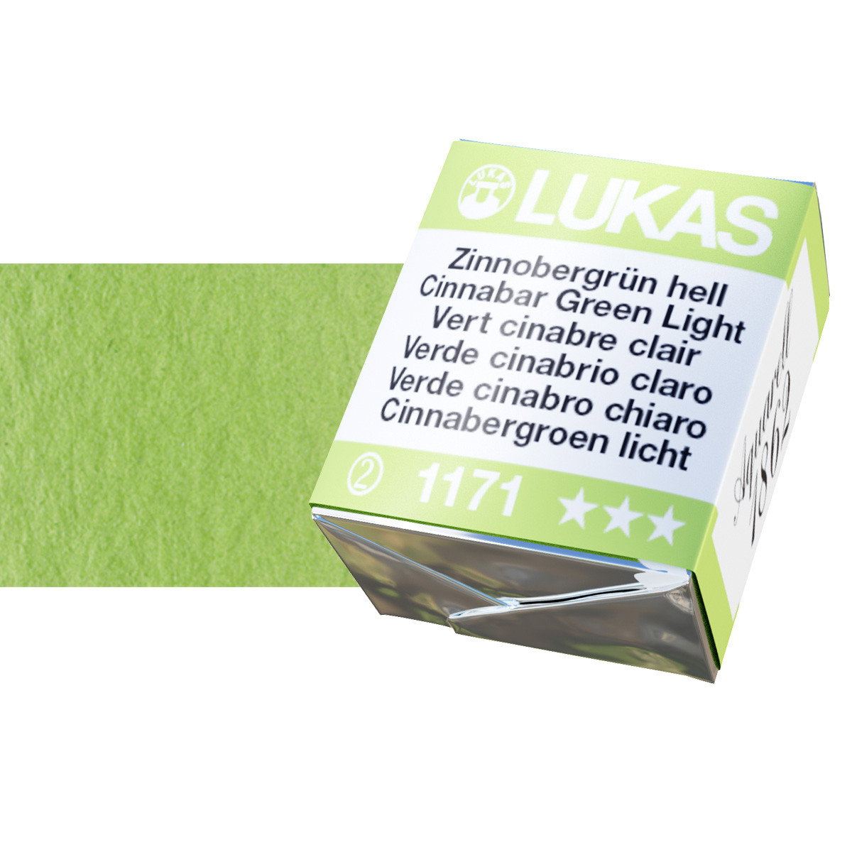 Lukas 1862 Watercolor Cinnabar Green Light Half Pan - (69550)