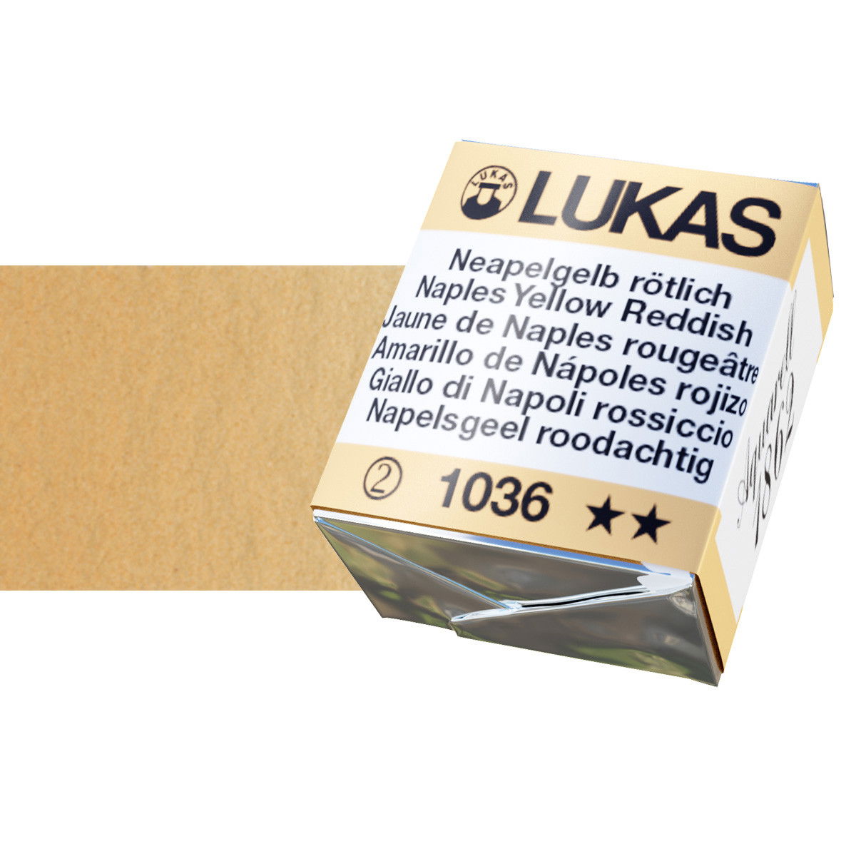 Lukas 1862 Watercolor Naples Yellow Redish Half Pan - (69568)