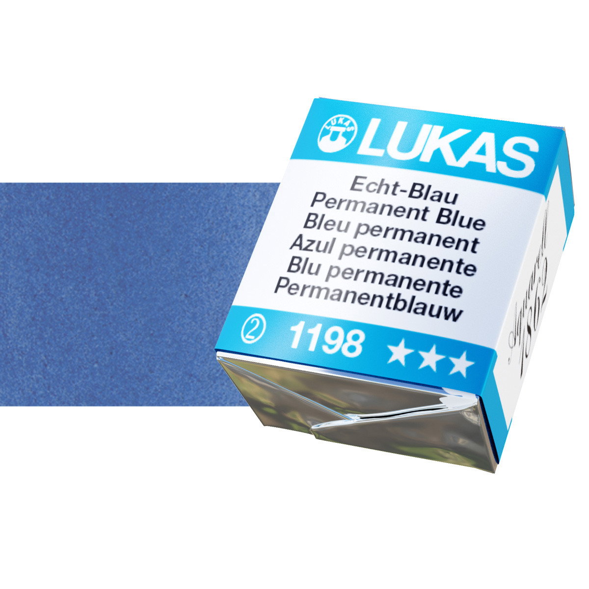 Lukas 1862 Watercolor Permanent Blue Half Pan - (69571)