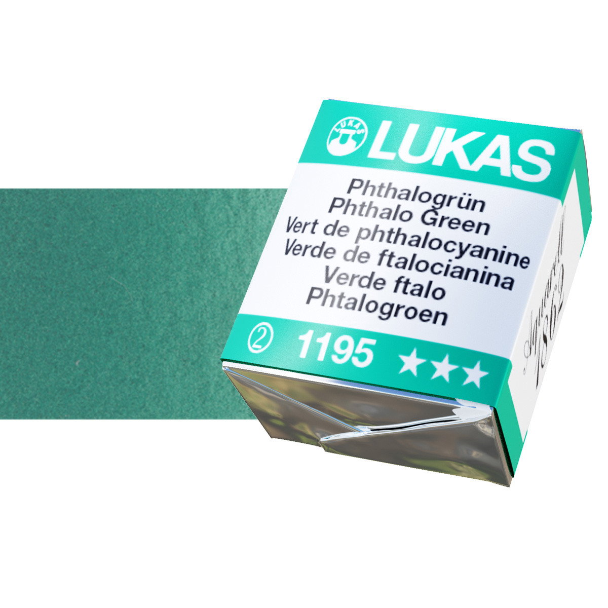 Lukas 1862 Watercolor Phthalo Green Half Pan - (69579)