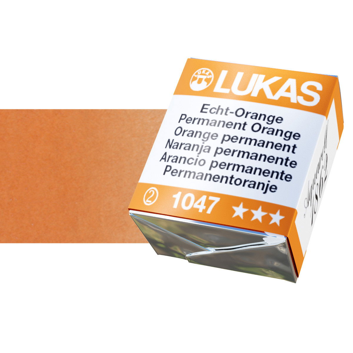 Lukas 1862 Watercolor Permanent Orange Half Pan - (69574)