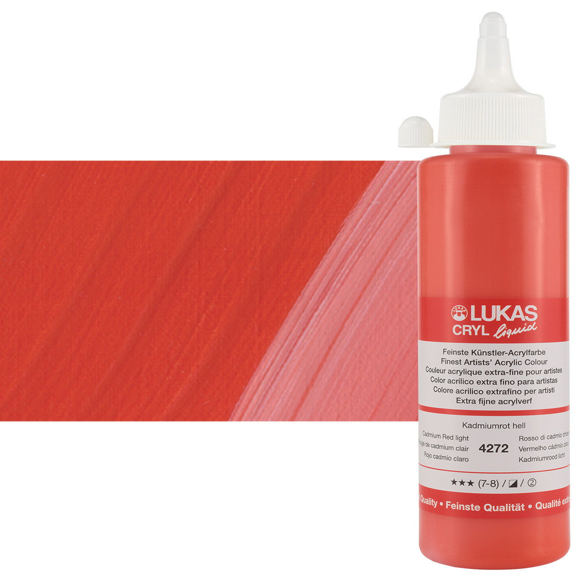 Lukas Cryl Liquid Acrylic Paint Cadmium Red Light 250ml Bottle - (58807)