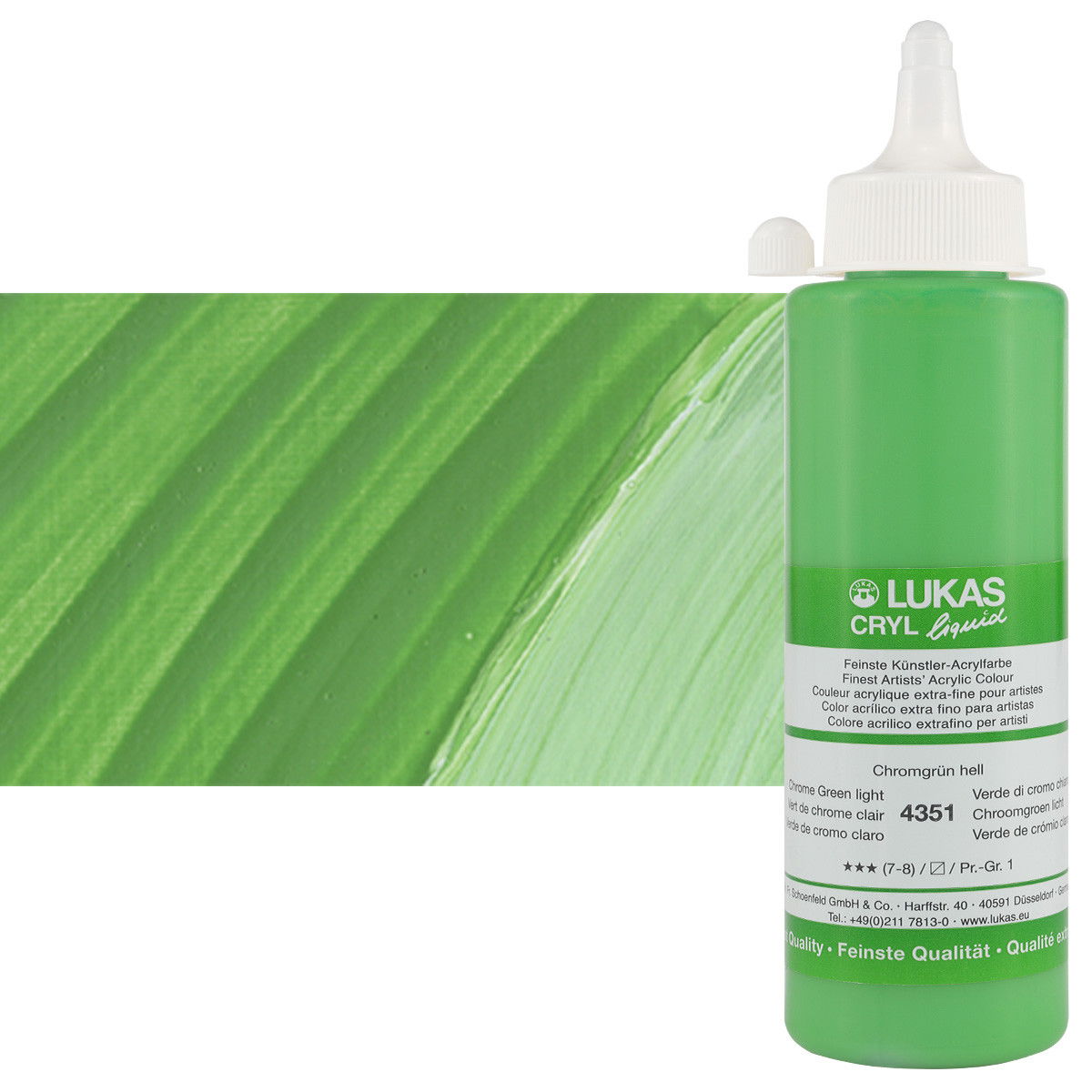 Lukas Cryl Liquid Acrylic Paint Chrome Green Light 250ml Bottle - (58825)