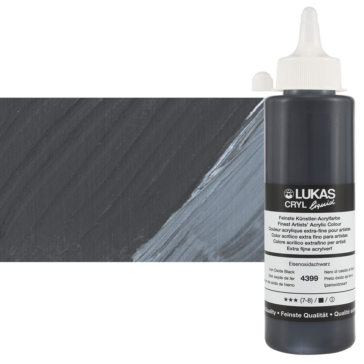 Lukas Cryl Liquid Acrylic Paint Iron Oxide Black 250ml Bottle - (58831)