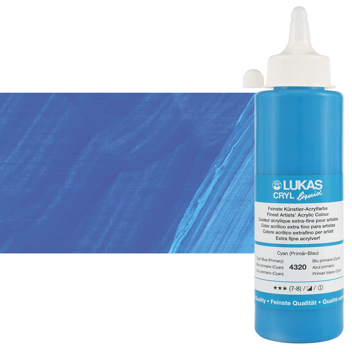 Lukas Cryl Liquid Acrylic Paint Cyan Blue Primary 250ml Bottle - (58817)