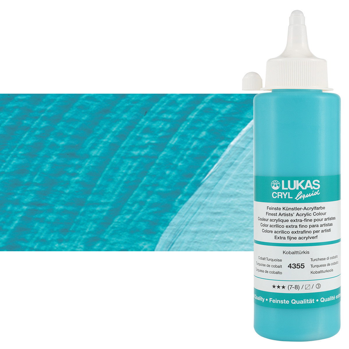 Lukas Cryl Liquid Acrylic Paint Cobalt Turquoise 250ml Bottle - (83306)